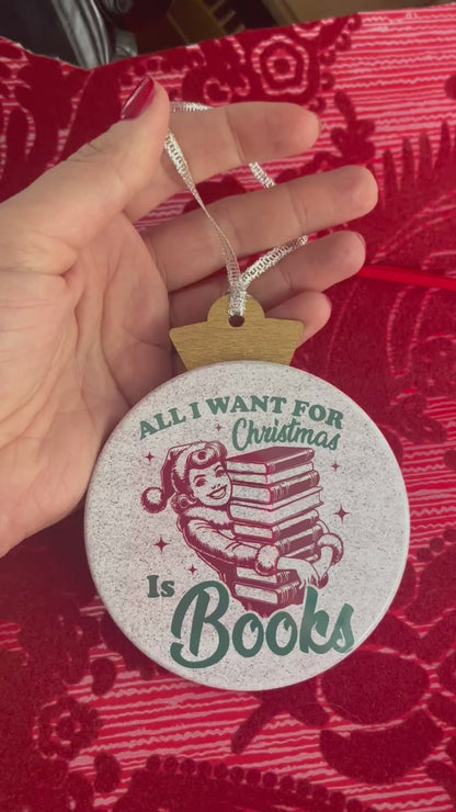 BOOKISH VINTAGE HOLIDAY LADIES CHRISTMAS ORNAMENT