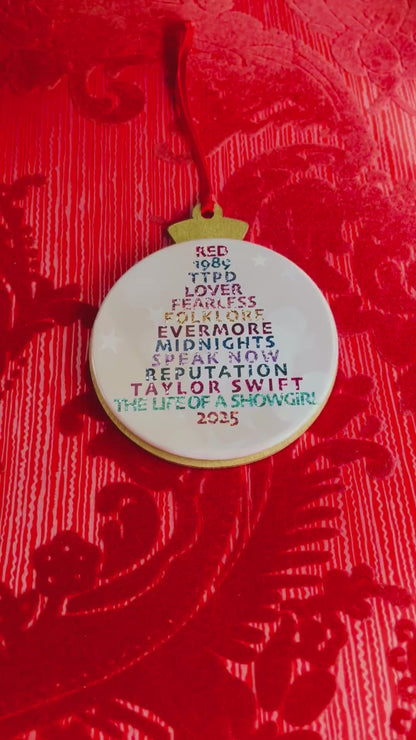 THE ERAS 2025 - WOOD-BACKED BUTTON CHRISTMAS ORNAMENT